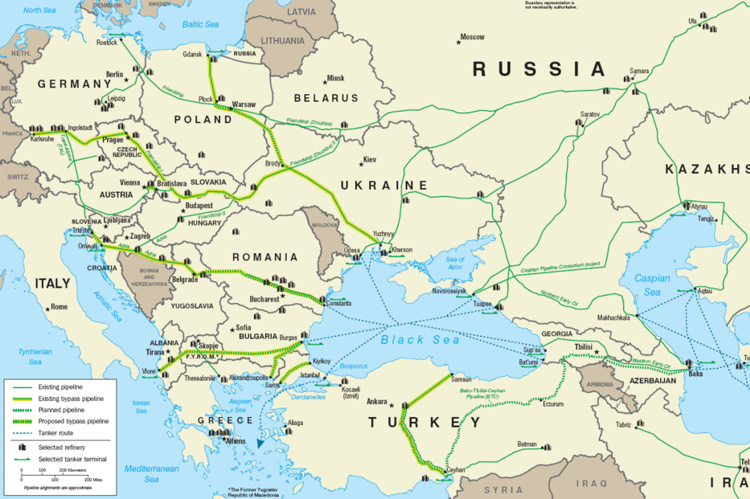 Oil Pipelines connecting Europe and Asia (Source: U.S. Energy Information Administration)