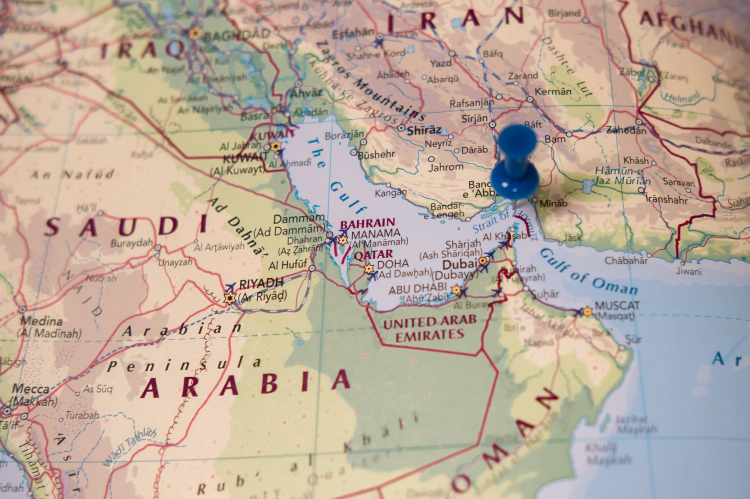 Gulf of Oman & Strait of Hormuz on the map (© Shutterstock/Nick Beer)
