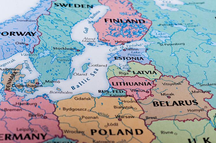 Map of the Baltic states (© Shutterstock/Claudio Divizia) 