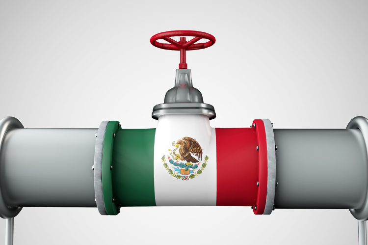 Rendering of a pipleine with the flag of Mexico (© Shutterstock/Ink Drop)