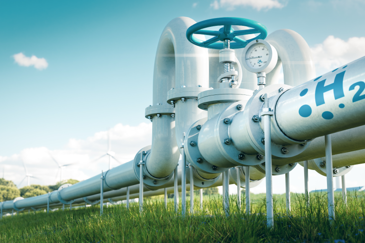 Rendering of a hydrogen pipeline (© Shutterstock/petrmalinak) 