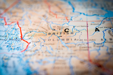 British Columbia on the map (© Shutterstock/Tudoran Andrei) 