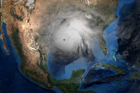  Hurricane Laura making Landfall in USA. Shot from Space (copyright by Adobe Stock/ Sasa Kadrijevic)