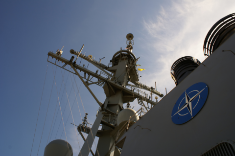 NATO crest on a naval vessel (© Shutterstock/Maksim Shmeljov)