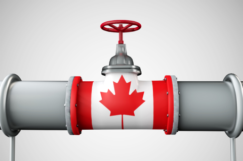Rendering of a pipeline with the Canadian flag (© Shutterstock/Ink Drop)
