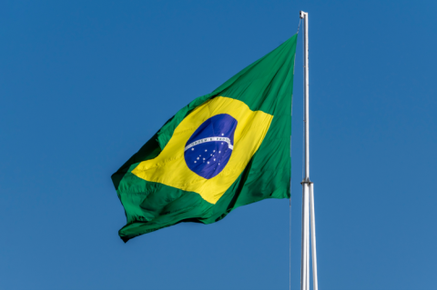 The flag of Brazil in the wind (© Shutterstock/Leonidas Santana)