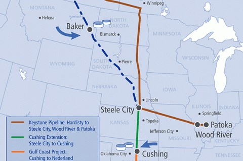 Keystone XL Pipeline - Overall route map (© 2014 TransCanada)
