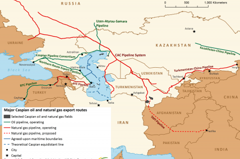 Major Caspian oil and natural gas export routes (© 2013 EIA) 