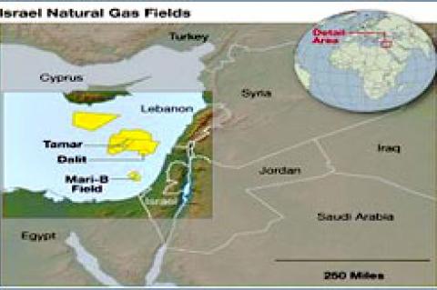 Tamar gas field off the shore of Israel in the Eastern Mediterranean Sea  (© 2014 EPA)