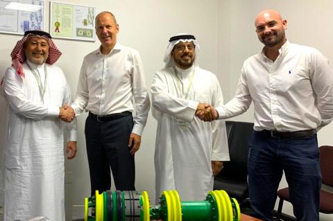 STATS Group Safari -1 left to right: Safari Oil and Gas CEO Mohammed Al-Ghosain , STATS Group CEO Leigh Howarth, Ali Al-Azman, Safari Oil and Gas Vice President - Operations and Business Development, and Mark Gault, STATS Group General Manager for Middle East.