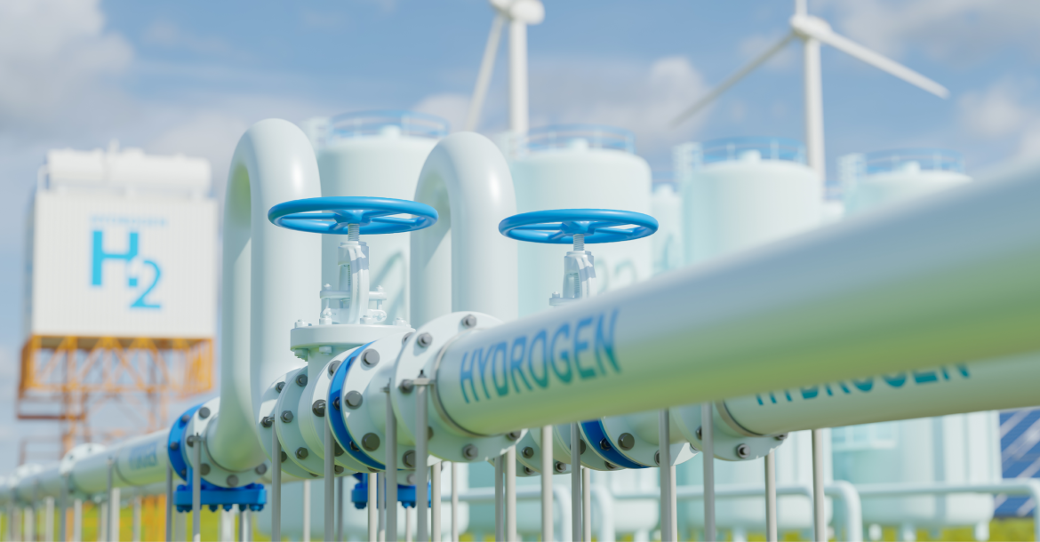 A rendering of a hydrogen pipeline (© Shutterstock/Fit Ztudio)