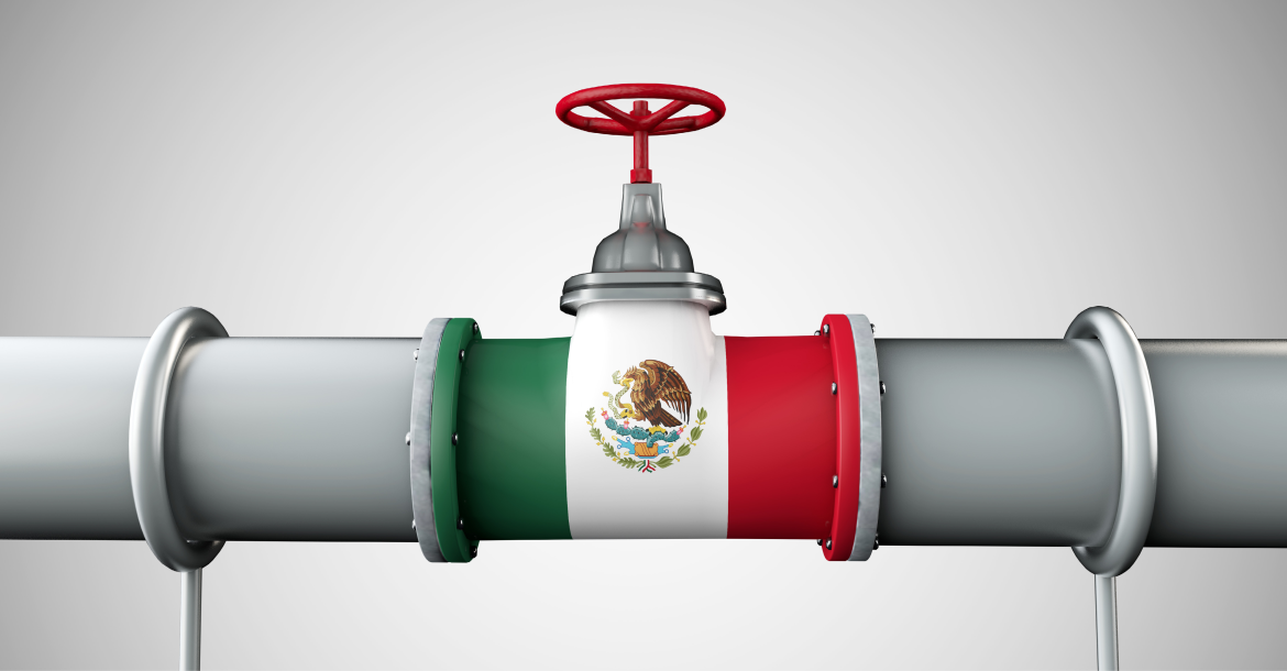 Rendering of a pipleine with the flag of Mexico (© Shutterstock/Ink Drop)